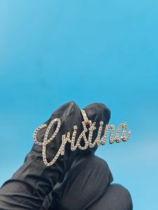 จี้เงินแท้ 925 ชุบโรเดียม ประดับเพชรโมอิสซาไนต์ รูปตัวอักษรภาษาอังกฤษแบบเขียนด้วยลายมือ  สำหรับฮิปฮอปและแร็ปเปอร์  เครื่องประดับแฟชั่น - Product Image 3