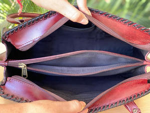 Bolso de mano de cuero hecho a mano para mujer, bolso de hombro de diseño Floral Vintage con asa superior para uso diario, monedero de cuero puro - Product Image 6