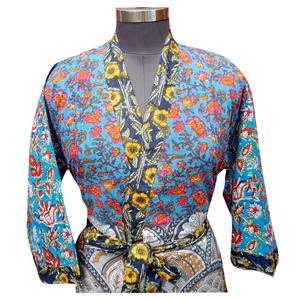 Camisón Casual de Verano para Mujer con Estampado Floral, Cuello en V, Cierre con Cinturón, Manga Tres Cuartos, Secado Rápido, Ecológico, 100% Algodón - Product Image 3