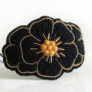 Diadema Elegante Negra Jet con Acolchado, Adorno de Hojas de Cristal Brillante y Bordado, Diadema Ancha de Moda para Mujer, Estilo para Fiestas - Product Image 4