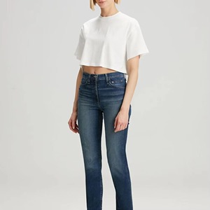 Camiseta Corta de Cuello Redondo Blanca para Mujer, Corte Holgado, 100% Algodón Jersey, Informal, para Primavera/Verano - Product Image 3