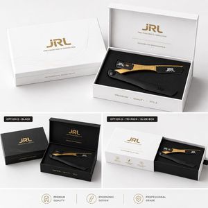 กรรไกรตัดผมตรงขอบแม่เหล็กสีดำ JRL สแตนเลสหรูหรา พร้อมปลายใบมีดคมสำหรับช่างตัดผม - Product Image 3