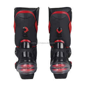 Chaussures de moto de couleur rouge unie en cuir véritable confortables sur mesure de taille adulte à vendre à bas prix - Product Image 2