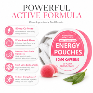 Bolsitas de Cafeína con Sabor a Melocotón Blanco, 80 mg |   Marca Privada OEM - Product Image 3