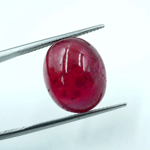 พลอยบลูรูบี้ทรงคาโบชอง น้ำหนัก 18.60 กะรัต รูปทรงวงรี 16x13x8 มม. HAYAAT GEMS พลอยทับทิมธรรมชาติสำหรับทำเครื่องประดับ - Product Image 6