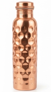 Artisanal Vintage Design Copper Water Bottle With Hammered Pattern Screw-On Lid Reusable For Outdoor Hiking Camping Travel Adult - Product Image 2