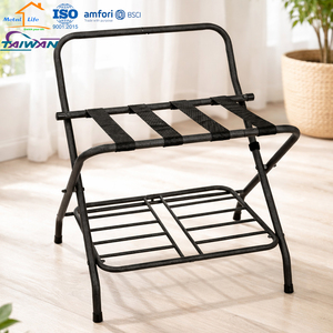 Portaequipajes Metálico Plegable de Alta Resistencia con Respaldo Alto y Estante Inferior para Habitaciones de Hotel y Dormitorios - Product Image 3