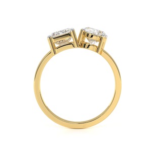 Anillo de diamantes Toi et Moi de corte ovalado y esmeralda de 2.30 CTW en oro amarillo de 14 quilates - Product Image 3
