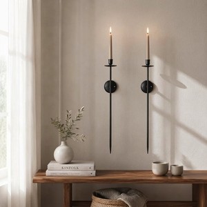 Wall-Mounted Eco-Friendly Matte <b>Black</b> Metal Taper <b>Candle</b> <b>Holders</b> for Home Decoration for Birthday Occasions - Product Image 4