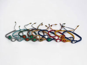 Navy Macrame Bracelet Dyed <b>Green</b> White Jade 8mm Round Bead Adjustable <b>Cord</b> Boho Wholesale India - Product Image 3