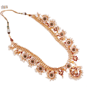 Heavy Women's Pearl Regular Gold Plated Alloy Wedding Necklace Earrings Ring Set - Product Image 2