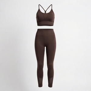 Ensemble de sport pour femme avec logo personnalisé : soutien-gorge de sport, legging, débardeur d'entraînement athleisure, tenue de gym sans couture, vêtements de sport en gros - Product Image 1