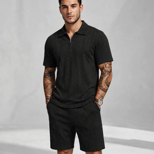 2026 Wholesale Summer Men's Casual Shorts <b>Set</b> Plain Color Solid 100% Cotton Jersey Quick Dry Knitted Customized Logo <b>Twin</b> <b>Set</b> - Product Image 3