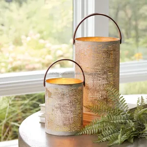Porte-bougie en métal fait main de luxe avec style intérieur minimaliste scandinave et poignée en cuir pour la décoration de la maison - Product Image 3