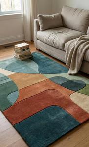 Luxury Modern Geometric Hand Tufted Wool Anti-Slip Medium Pile Area Rug Soft Abstract Commercial Use Living Room Bedroom Home - Product Image 5