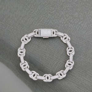 Super Quality Emerald Cut Moissanite Stone 925 Silver <b>Chain</b> Stylish <b>Rapper</b> Hip Hop Party Gift Bracelet For Womens - Product Image 3