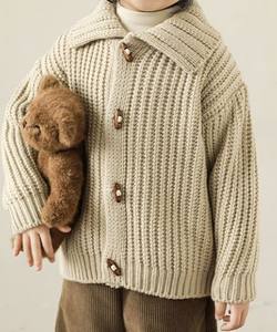 Cardigan en Coton Tricoté Main à Manches Bouffantes, Couleur Unie, 100% Coton, Boutons ODM, Vert, Automne, Écologique, Anti-Plis, Respirant - Product Image 3