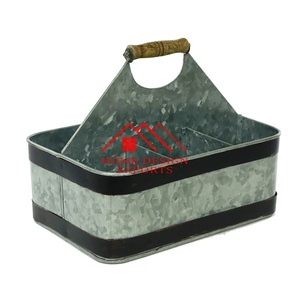 Porte-ustensiles de rangement en fer galvanisé Porte-ustensiles vintage à compartiments multiples Porte-ustensiles en métal pour cuisine et maison Best-seller - Product Image 3