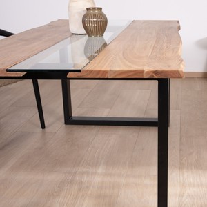 Mesa de comedor Vandana Ivory Surface Acacia con centro de vidrio Novelli 175 cm - Product Image 2