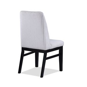 2 chaises de salle à manger contemporaines à dossier haut, rembourrées en tissu texturé blanc, avec assise rembourrée en bois pour l'ameublement de la maison - Product Image 3