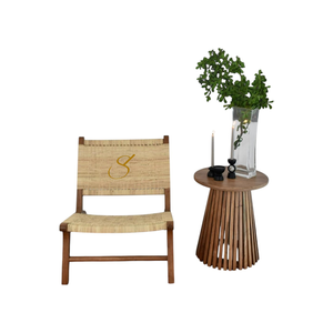 Silla de Comedor de Madera Maciza y Ratán EMBER – Silla Tejida a Mano para Sala de Estar y Muebles de Cafetería - Product Image 1