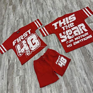 Temporada de verano Venta al por mayor de alta calidad 100% algodón Light GSM Oversized Boxy Vintage camiseta y conjunto corto para hombres - Product Image 2