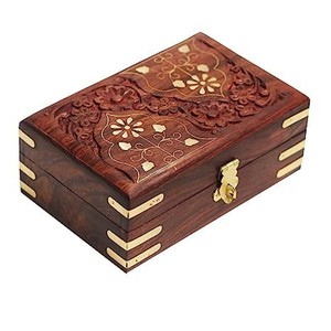 Sheesham Wood Jewelry Box with Bone Brass Inlay - Handcrafted Storage - Product Image 5