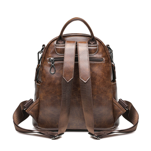 Sac à dos vintage imperméable antivol géométrique en PU souple avec fermeture éclair et port USB pour ordinateur portable pour hommes, capacité 36-59L - Product Image 5