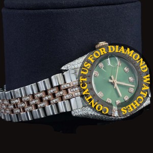 นาฬิกาข้อมือผู้ชายสุดเท่ห์ ดีไซน์ทันสมัย หน้าปัดทรงกลมสีเขียว ประดับเพชรโมอิสซาไนต์สองสี พร้อมฟังก์ชั่นวันที่อัตโนมัติ ระบบควอตซ์ รุ่นใหม่ล่าสุด - Product Image 6