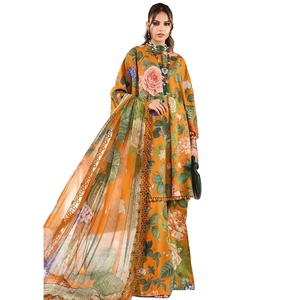 ชุดเดรสสไตล์ปากีสถานพิมพ์ลายได้ดีมากชุดเดรสลายพื้นเมืองวิสคอสจากอินเดียสำหรับงานปากีสถาน - Product Image 1