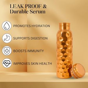 Luxury Hammered Pure <b>Copper</b> <b>Bottle</b> 500ml Traditional Ayurvedic Tamra Jal Water <b>Bottle</b> Leakproof <b>Copper</b> Flask for Home and Travel - Product Image 6