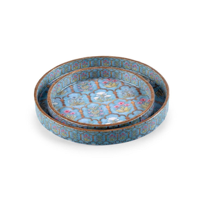 Plateau rond en MDF avec revêtement émaillé pour servir ou présenter des articles, exporté par un fournisseur indien - Product Image 1