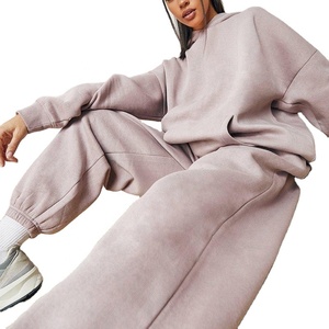 Custom Made Women's New Casual Clothing Hooded Hoodies Two Piece Pants Set Workout Sweatpants Fall Oversized Sweatpants & Hoodie - Product Image 2