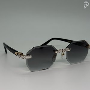 Lentes Ovaladas con Baño de Rodio, Diamantes Moissanite VVS, Gafas de Sol Blancas de Lujo con Cristales Transparentes, Diseño Hip Hop - Product Image 2