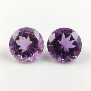 Gema facetada de amatista africana natural de Brasil, 10 mm, 12 mm, forma redonda ovalada, amatista suelta transparente para la fabricación de joyas - Product Image 1