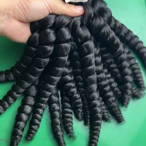 Cloudyhair High Quality 30-Inch Double Drawn Virgin Hair Weft Black Bouncy <b>Curly</b> Vietnamese Silk Human Hair <b>Bundle</b> Stretched - Product Image 2