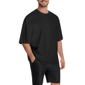 Camiseta Holgada Oversize de Algodón Mezclado, Estilo Casual y Urbano, Manga Corta, Tejido Pesado, Cómoda y Elegante - Product Image 3
