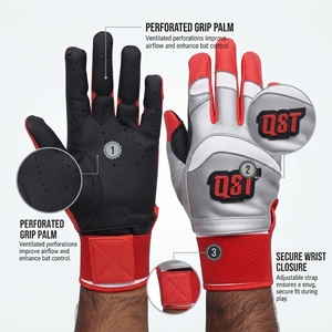 Gants de frappeur de baseball professionnels en cuir, à doigts entiers, pour une performance optimale, respirants, légers, avec support de poignet, écologiques - Product Image 2