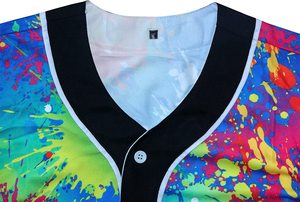 Uniformes Deportivos Sublimados al por Mayor para Equipos de Béisbol y Sóftbol, Camiseta de Béisbol con Botones Completos, Estampado Tie-Dye - Product Image 3