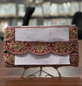 Premium Scalloped Pearl Bead Mirror Work Lace Trim Wholesale Indian Ethnic <b>Kaftan</b> Saree Border Embroidered Fabric Decoration - Product Image 4