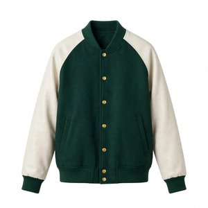 แจ็คเก็ต Letterman แบบสั่งทำพิเศษ ตัวเสื้อผ้าฝ้าย แขนหนังเทียม ระบายอากาศได้ดี คอตั้ง ปักลาย สำหรับผู้ชาย ฤดูหนาว จากซัพพลายเออร์ - Product Image 1