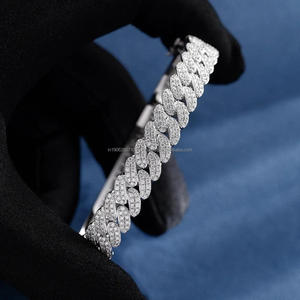 Half Moissanite Cuban Bangle Bracelet <b>Men</b>/Women Bracelet Moissanite Cuban Bracelet Available in 925 Sterling Silver Solid - Product Image 1