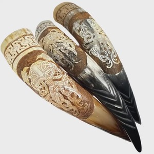 Cuerno Vikingo Hecho a Mano para Beber, Cuerno Natural de Búfalo, Copa Medieval para Cerveza, Sidra, Cerveza Alemana, Vino, Vajilla Rústica para Bar - Product Image 3