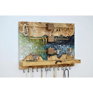 Porte-clés mural artisanal en bois et résine, motif plage océanique, organisateur de vêtements, décoration écologique pour maison de bord de mer - Product Image 5