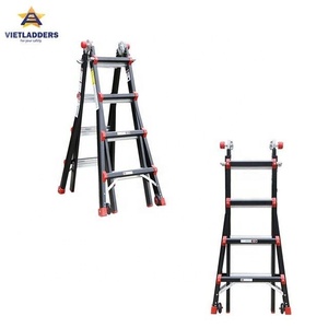 VIETLADDERS Aluminum Combination Folding Step Ladder 5 Steps 6FT 150kg Capacity Manual <b>Lock</b> Hotel Use Model NVLB-45 - Product Image 4