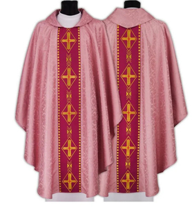 Tunica Sacerdotale da Chiesa, Veste Ricamata a Maniche Lunghe con Blocchi di Colore, Camicia a Rete Traforata di Media Lunghezza - Product Image 6