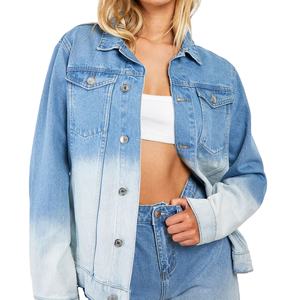 แจ็กเก็ตผ้ายีนส์ของผู้หญิงแบบลำลองใส่กลับด้านได้ผ้าไหมสีพื้นสำหรับฤดูใบไม้ร่วงฤดูหนาว - Product Image 1