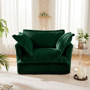 Comoda Poltrona Singola con 1 Grande Cuscino Schienale e 2 Grandi Cuscini Decorativi, Rivestita in Tessuto, per Soggiorno, Varie Misure Grandi - Product Image 2