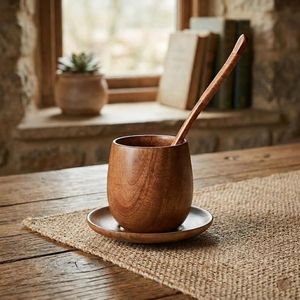 Premium Wooden Mug Eco-Friendly <b>Reusable</b> <b>Cup</b> Traditional Handcrafted Wooden Tea <b>Cup</b> - Product Image 4