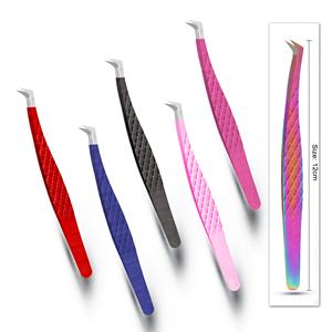 Pinzas de extensión de pestañas de acero inoxidable de hermosos colores, punta de fibra, agarre de diamante, herramientas de injerto de pestañas - Product Image 1
